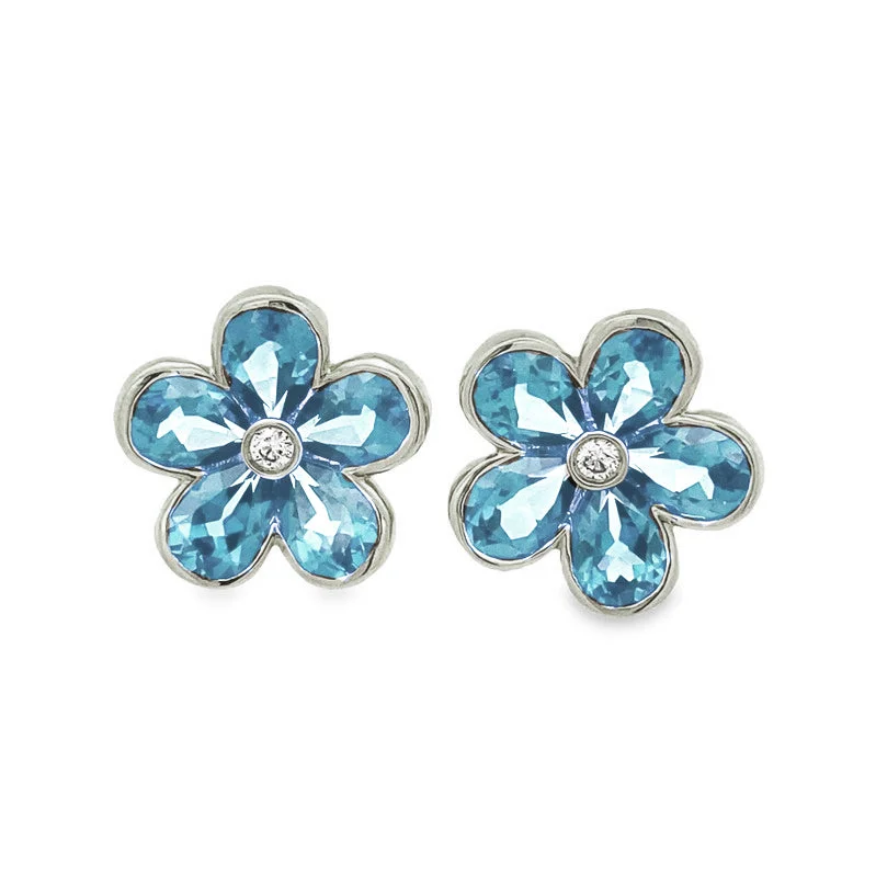 Personalized Jewelry Sale – Unique Gifts At Low Prices Aquamarine & Diamond Pastel Flower Stud Earrings