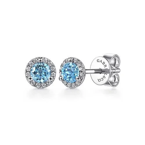 Special Deals On Handcrafted And Designer Jewelry 14K White Gold Diamond Halo Swiss Blue Topaz Stud Earrings Special Deals On Handcrafted And Designer Jewelry 14K White Gold Diamond Halo Swiss Blue Topaz Stud Earrings