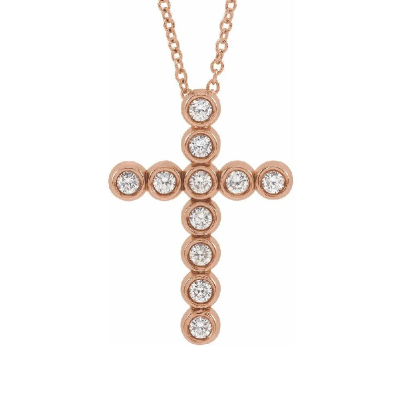 Eco-Friendly Sustainable Jewelry For Conscious Buyers 14K Yellow, White or Rose Gold 1/4 CTW Diamond Cross Necklace, 16-18in