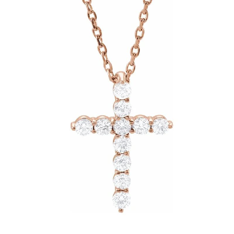 Unlock Unbeatable Jewelry Deals Before They’Re Gone 14K Yellow, White or Rose Gold Diamond 11-Stone Cross Necklace 16-18in