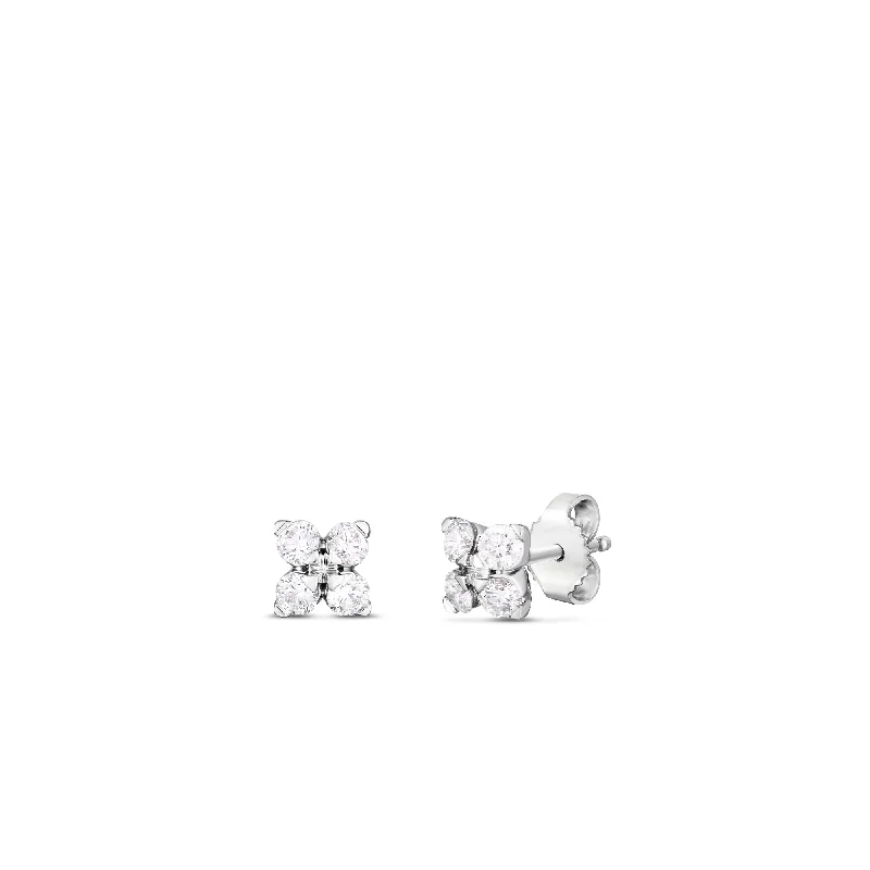 Shop Modern Jewelry Collections With Exclusive Discounts 18K WHITE GOLD LOVE IN VERONA SMALL FLOWER DIAMOND STUD EARRINGS