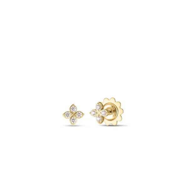 Affordable Gold-Plated Jewelry For Modern Fashion 18K YELLOW GOLD LOVE IN VERONA SMALL PAVE DIAMOND FLOWER STUD EARRINGS