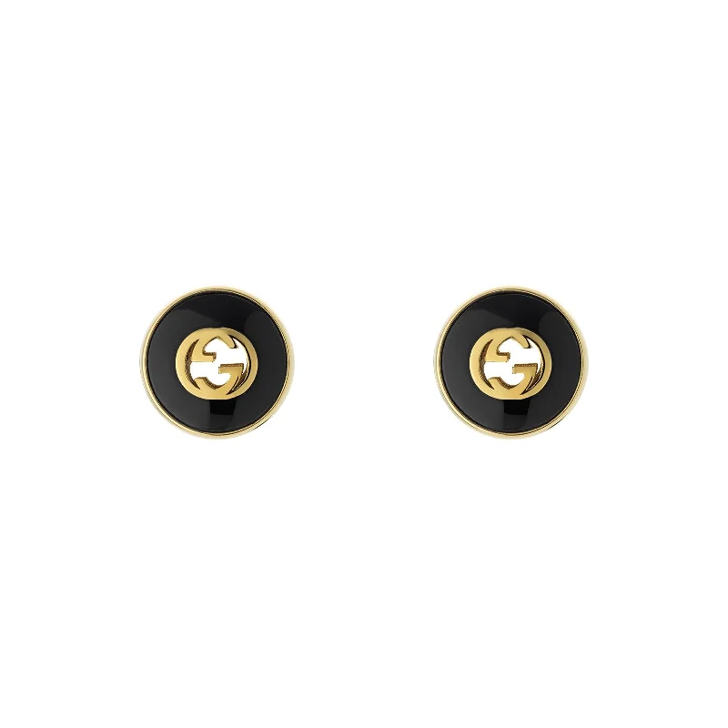 Unmissable Jewelry Clearance – Final Reductions Interlocking G Stud Earrings in Black Onyx