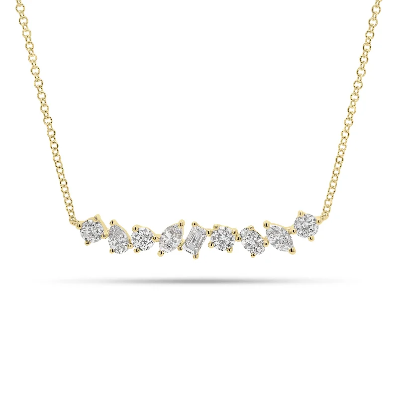 Luxury Jewelry At Unbeatable Discounts Mixed Shape Diamond Bar Necklace