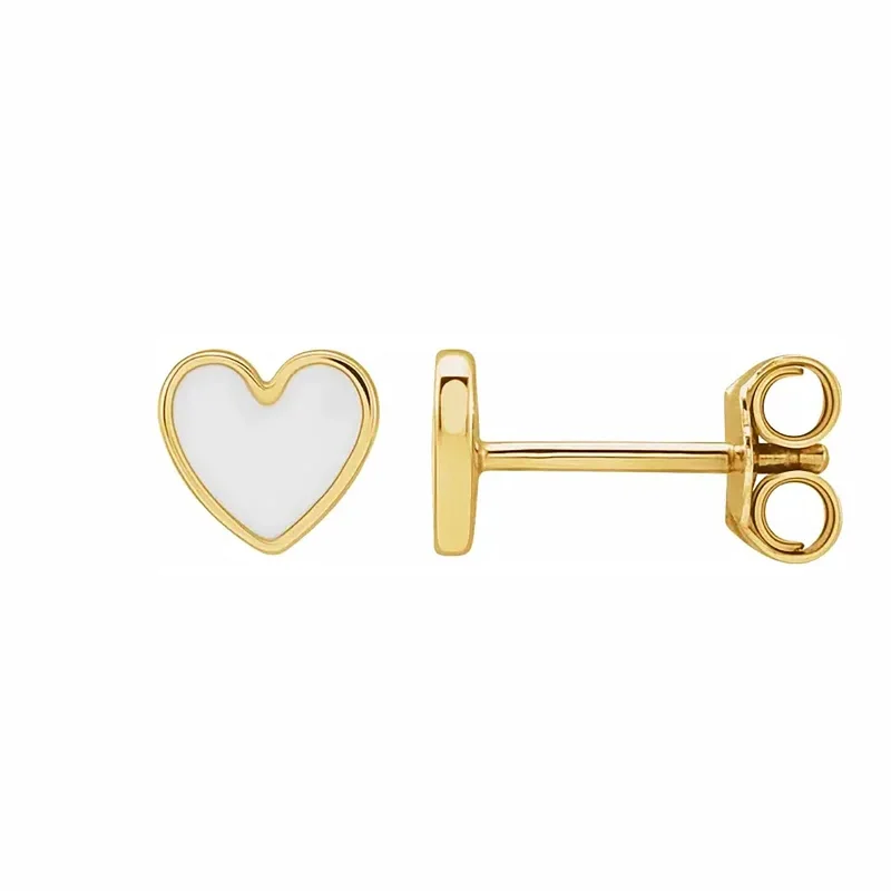 Exclusive Online Discounts On Stylish Jewelry White Enamel Heart Stud Earrings