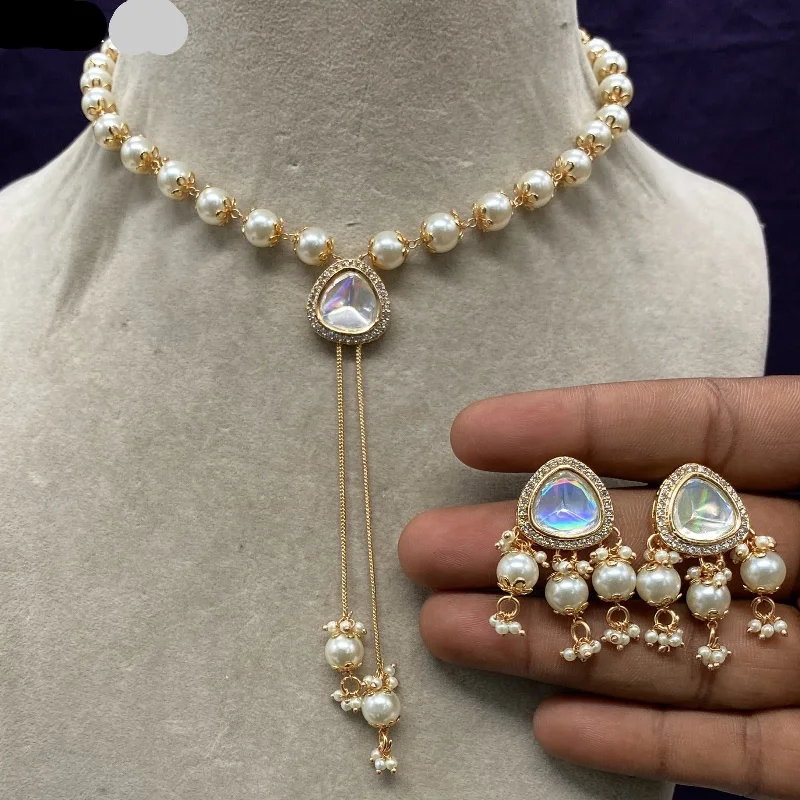Limited-Time Jewelry Sale – Elegant Styles At Less Amoliya Jewels Gold Plated Polki Kundan Pearl Necklace Set