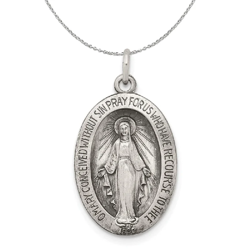 Dazzle In Elegance With Our Biggest Jewelry Sale Antiqued Sterling Silver Oval Miraculous Medal Necklace