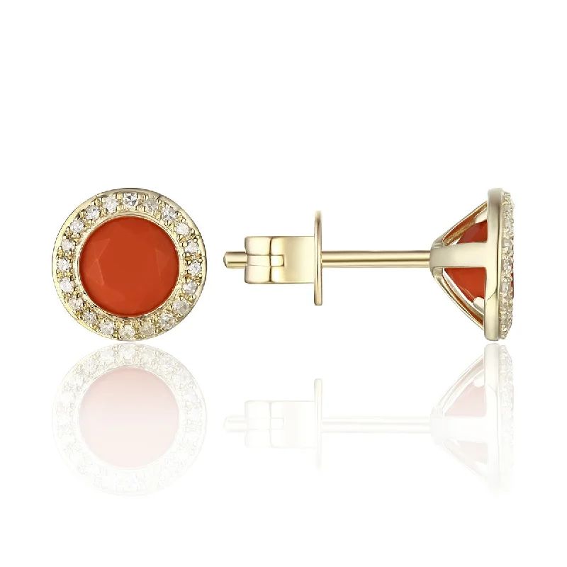 Grab Your Favorite Jewelry At The Lowest Prices Coral & Diamond Halo 14K Yellow Gold Martini Stud Earrings Grab Your Favorite Jewelry At The Lowest Prices Coral & Diamond Halo 14K Yellow Gold Martini Stud Earrings