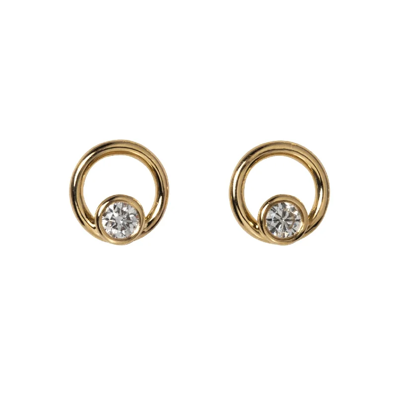 Discounted Jewelry For A Glamorous Look Diamond Bezel 14K Yellow Gold Open Circle Stud Earrings Discounted Jewelry For A Glamorous Look Diamond Bezel 14K Yellow Gold Open Circle Stud Earrings