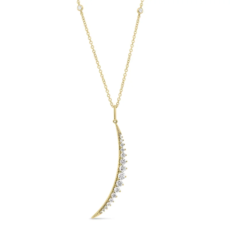 Premium Jewelry Now Available At Special Discounts Diamond Sliver Pendant with Bezel-Set Diamond Stations