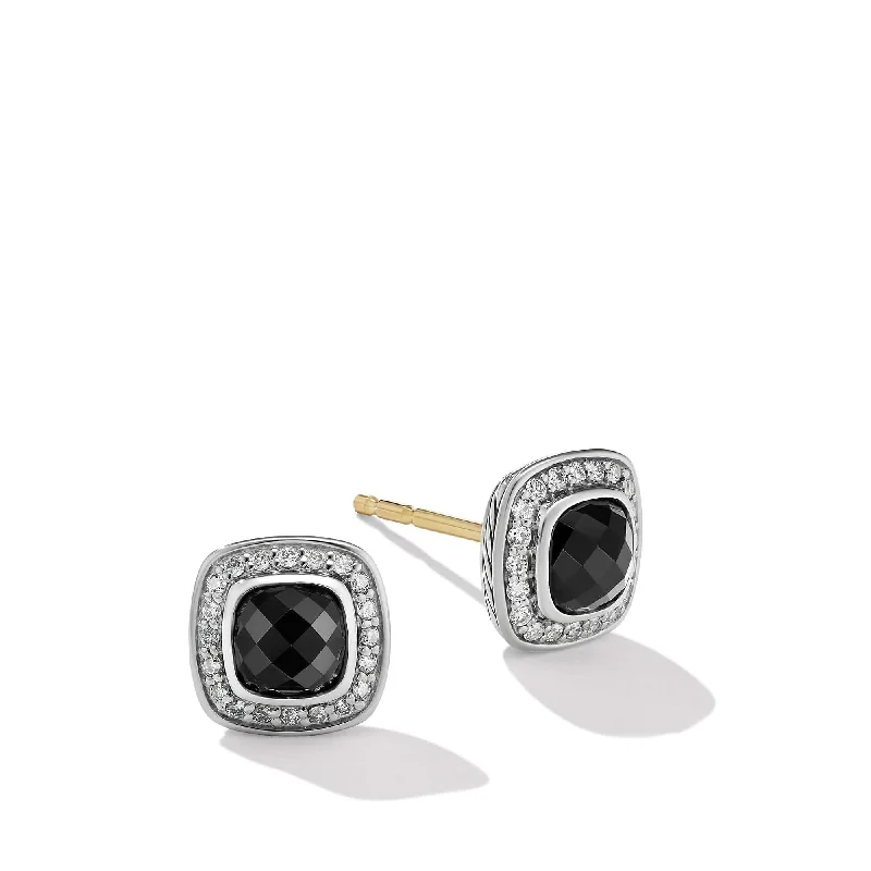 Get The Sparkle You Love At Prices You Adore Petite Albion Stud Earrings in Sterling Silver with Black Onyx and Pave Diamonds