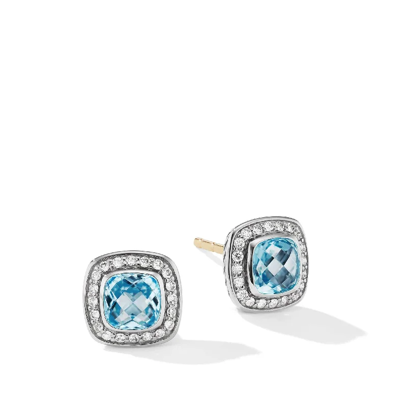 Once-A-Year Jewelry Sale – Grab Your Favorites Now Petite Albion Stud Earrings with Blue Topaz and Pave Diamonds