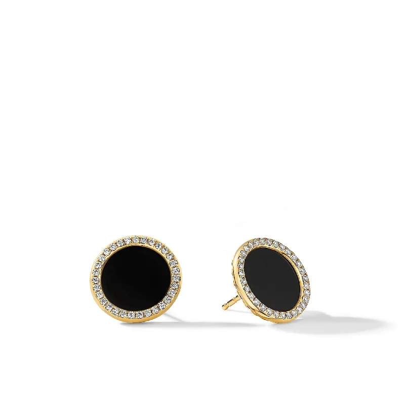 Exclusive Jewelry Sale – Limited-Time Discounts DY Elements Stud Earrings in 18K Yellow Gold with Black Onyx and Pave Diamonds