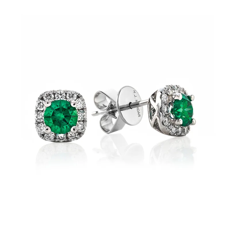 Timeless Jewelry Styles At Wallet-Friendly Prices Emerald & Diamond Halo Stud Earrings
