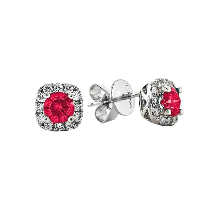Premium Jewelry, Premium Discounts – Act Fast Ruby & Diamond Halo Stud Earrings