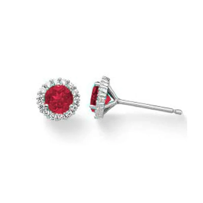 Jewelry Flash Sale – Stylish Designs At Unbeatable Rates Ruby & Diamond Halo Stud Earrings