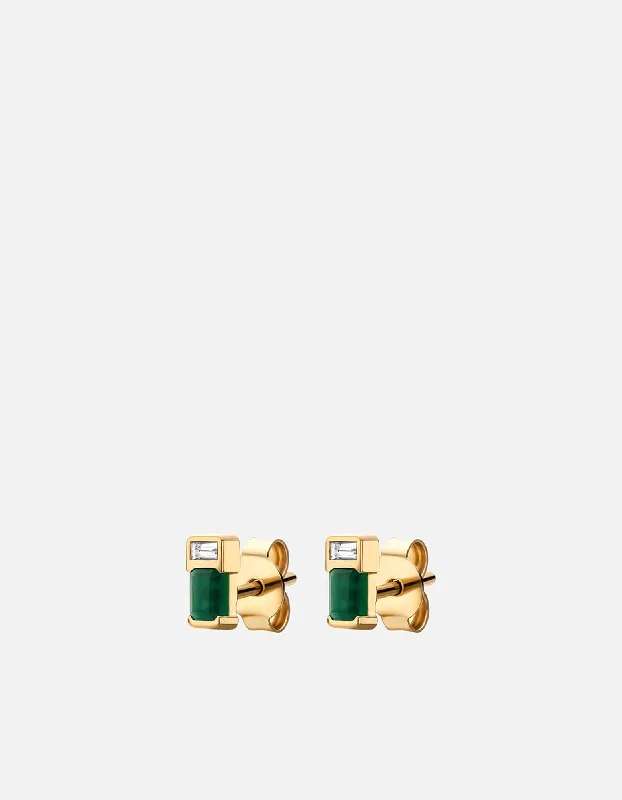 Get Your Favorite Jewelry At The Best Price Everett Agate Stud Earrings, Gold Vermeil/Baguette Sapphire