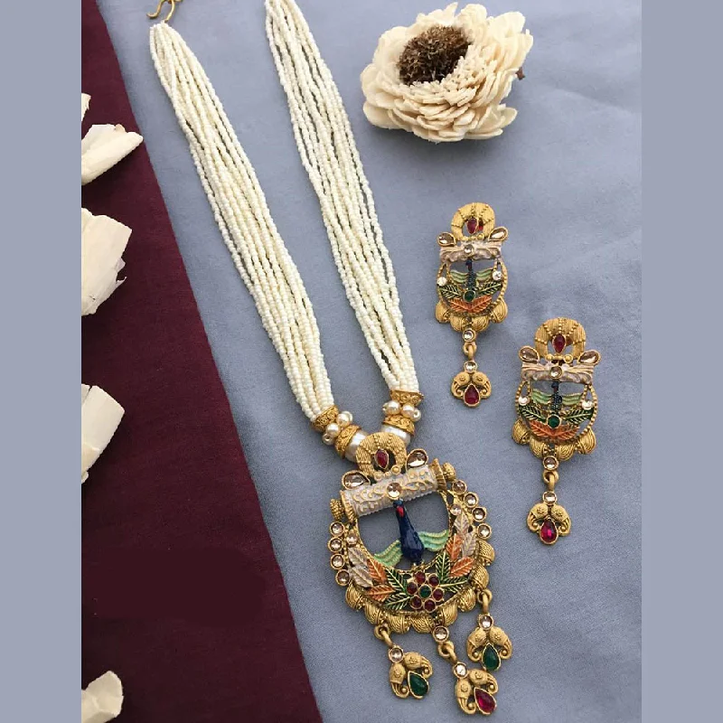 Personalized Jewelry Sale – Unique Pieces At Great Prices FS Collection Gold Plated Kundan Stone And Pearls Long Necklace Set