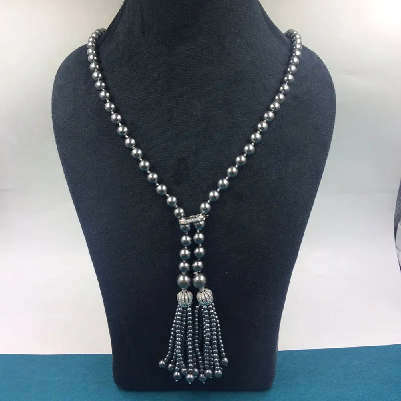 Special Deals On Handcrafted And Designer Jewelry FS Collection Silver Plated AD And Beads Long Necklace