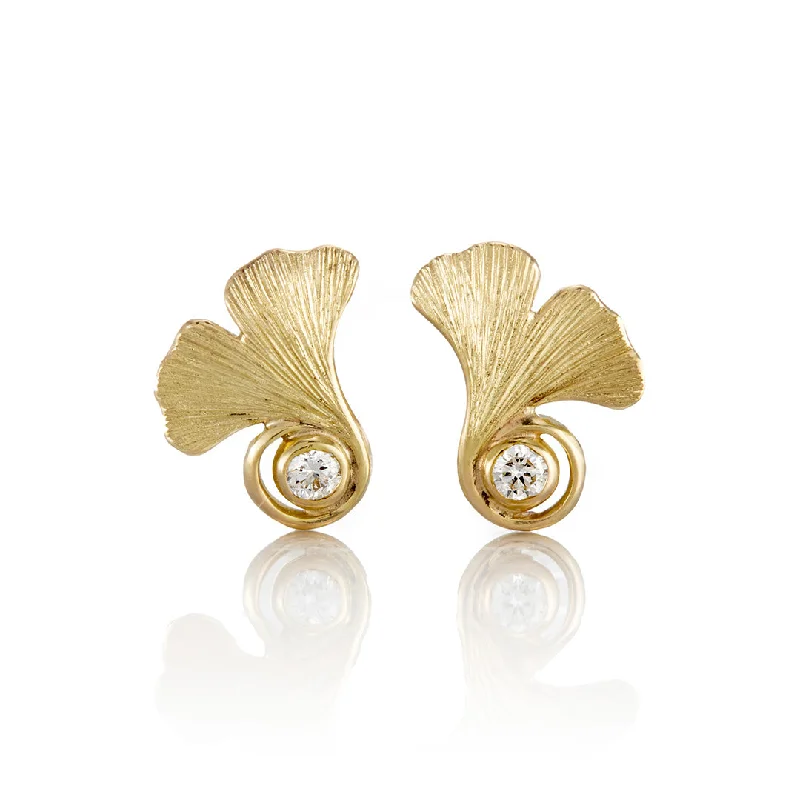 Luxury Meets Affordability – Jewelry Sale Now Live Ginkgo Leaf & Diamond Stud Earrings