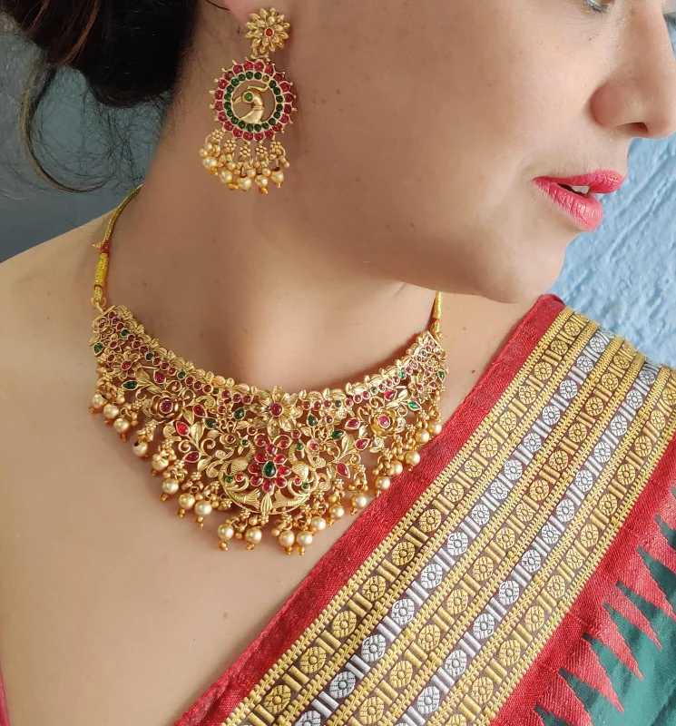 Get The Best Deals On Timeless Jewelry Pieces Gold Plated Bridal Short Necklace Choker Set