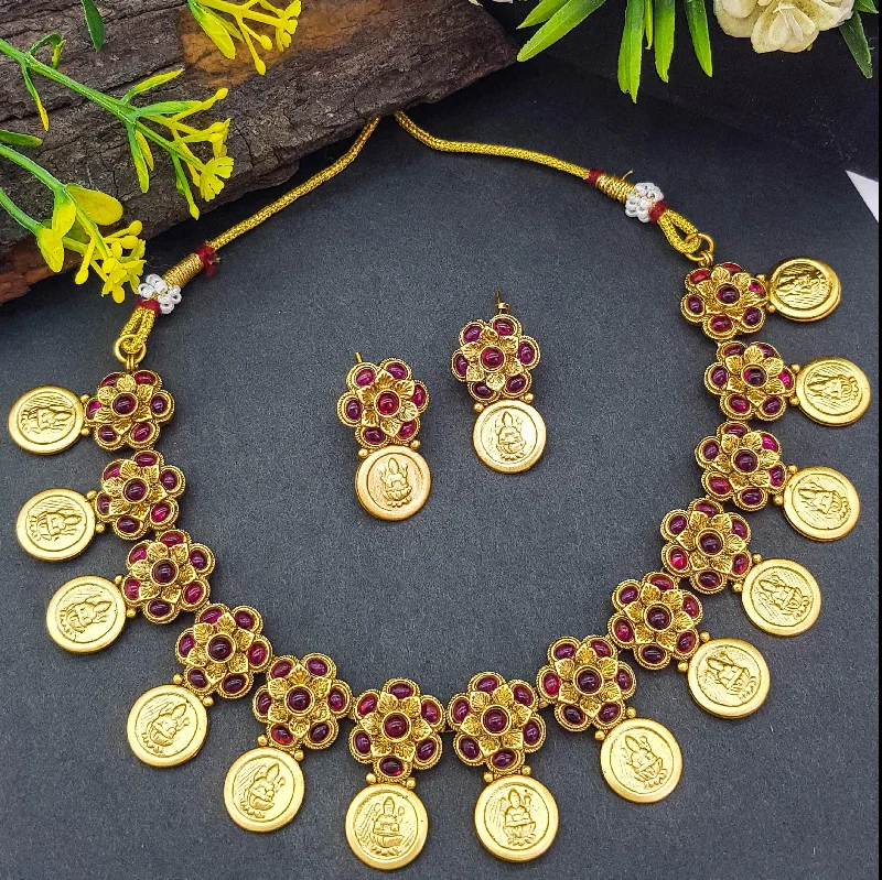 Limited Stock On Premium Jewelry At Low Prices Gold Plated Cute Laxmi Coin Necklace Set