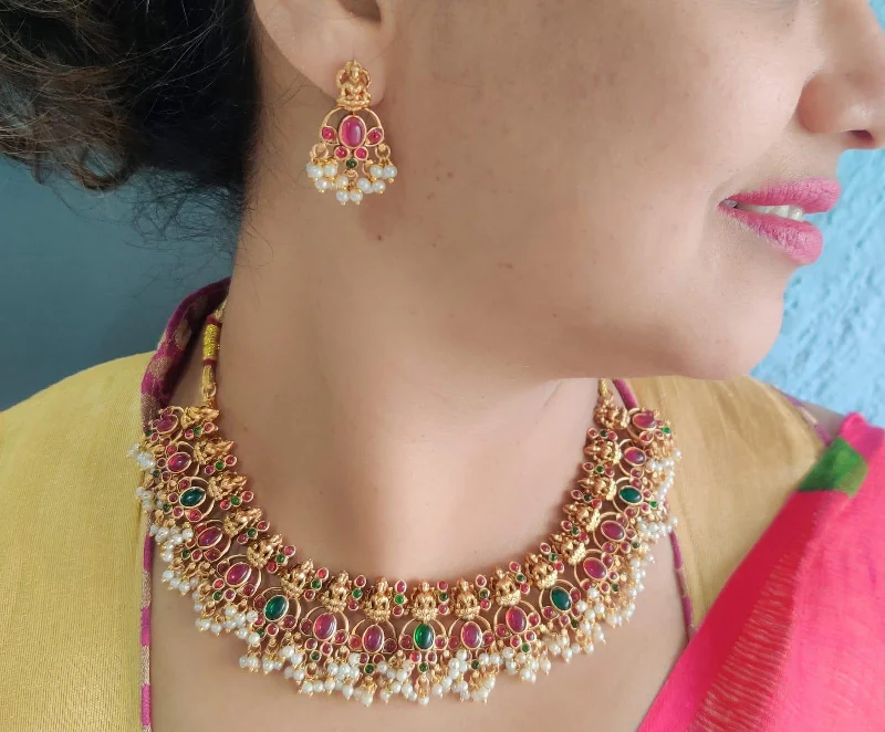 Exclusive Jewelry Sale – Shine For Less Gold Plated Multicolor Short Necklace Set