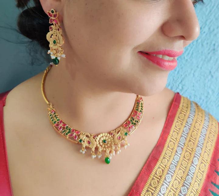 Stunning Jewelry At A Fraction Of The Price Gold Plated Stiff necklace set with Pear