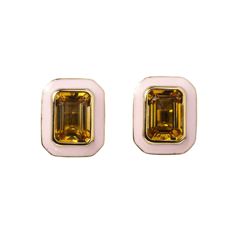 Luxury Jewelry At Unbeatable Discounts Goshwara Citrine & Pink Enamel 18K Gold Stud Earrings Luxury Jewelry At Unbeatable Discounts Goshwara Citrine & Pink Enamel 18K Gold Stud Earrings
