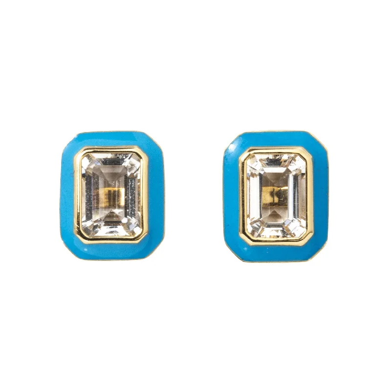 Exclusive Jewelry Sale – Shine For Less Goshwara Rock Crystal & Turquoise Enamel 18K Gold Stud Earrings Exclusive Jewelry Sale – Shine For Less Goshwara Rock Crystal & Turquoise Enamel 18K Gold Stud Earrings