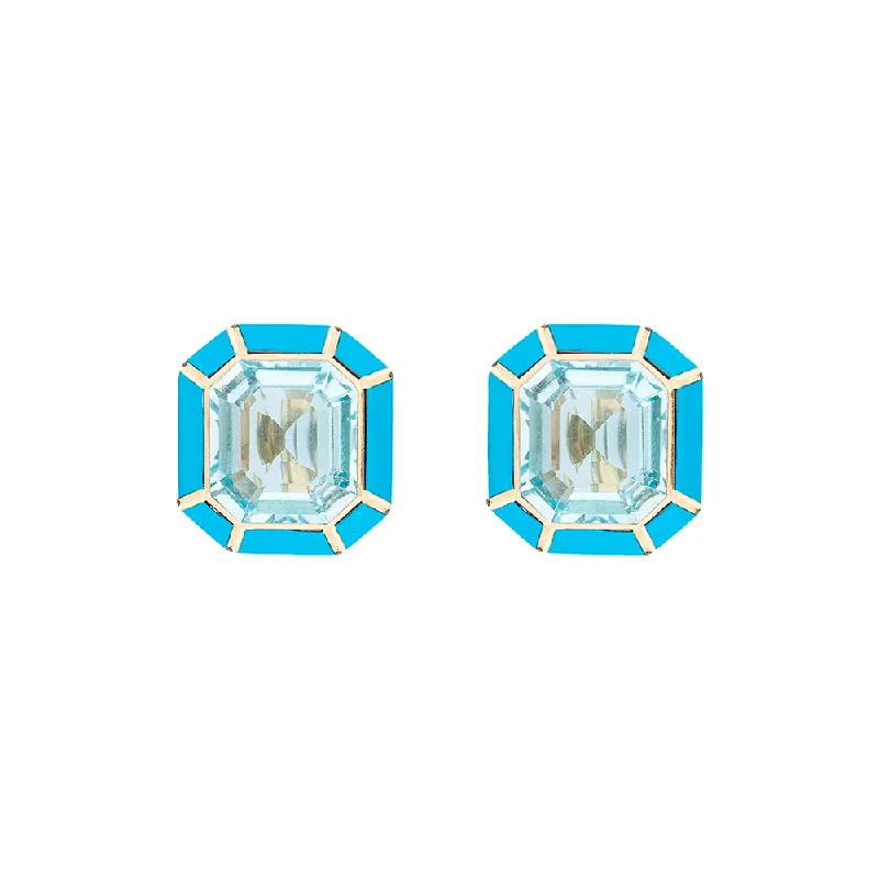 Stunning Jewelry Pieces At The Lowest Prices Ever Blue Topaz and Turquoise Stud Earrings