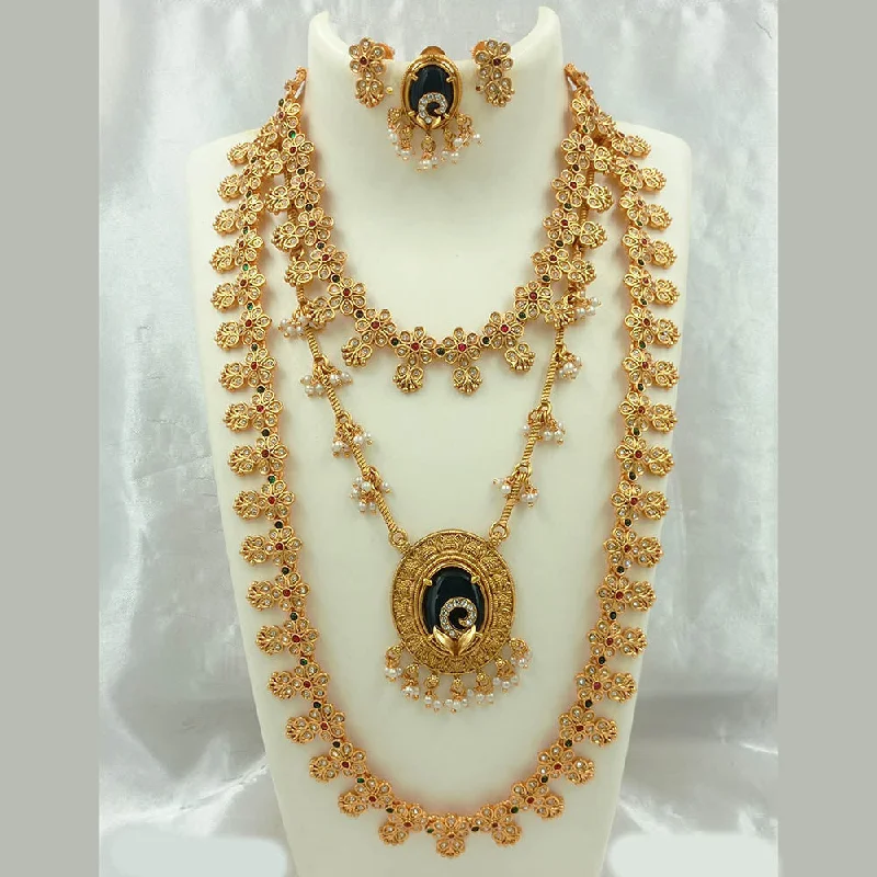 Shop Dazzling Jewelry At The Best Prices Joyful Jewel Art Matte Gold Plated Austrian Stone And Pearls Necklace Combo