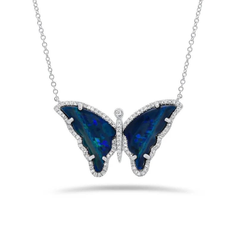 Exclusive Jewelry Offers – Sparkle For Less Opal & Diamond Butterfly Necklace