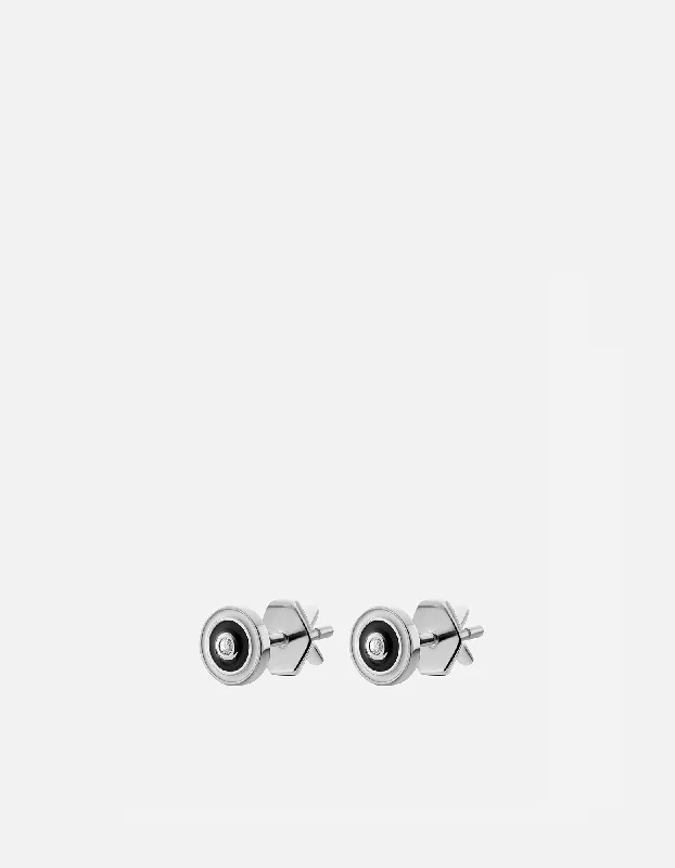 Breathtaking Jewelry, Breathtaking Prices Opus Sapphire Stud Earrings, Sterling Silver/Black