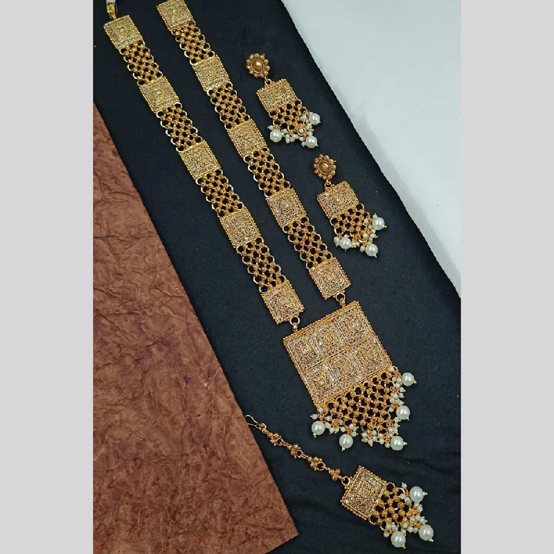 Shop Dazzling Jewelry At The Best Prices Padmawati Bangles Gold Plated Crystal Stone And Pearls Long Necklace Set