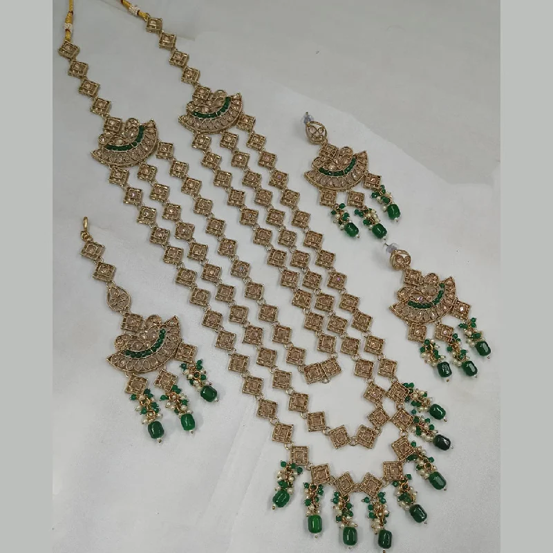 Fashion-Forward Geometric Jewelry For Contemporary Style Padmawati Bangles Gold Plated Crystal Stone Long Necklace Set