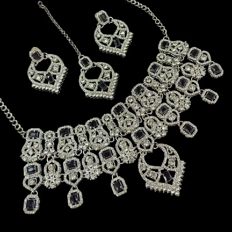 Exclusive Online Discounts On Stylish Jewelry Padmawati Bangles Silver Plated Crystal Stone Necklace Set