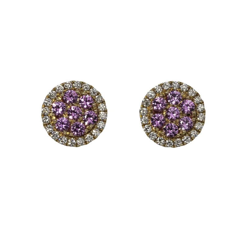 Huge Savings On Timeless Jewelry Collections Pink Sapphire Cluster & Diamond Halo Pavé 14K Gold Stud Earrings Huge Savings On Timeless Jewelry Collections Pink Sapphire Cluster & Diamond Halo Pavé 14K Gold Stud Earrings