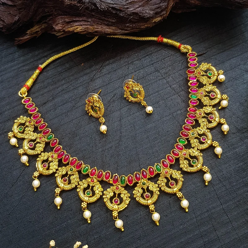 Romantic Heart-Shaped Jewelry For Special Gifts Premium Gold Light weight multicolor Necklace set