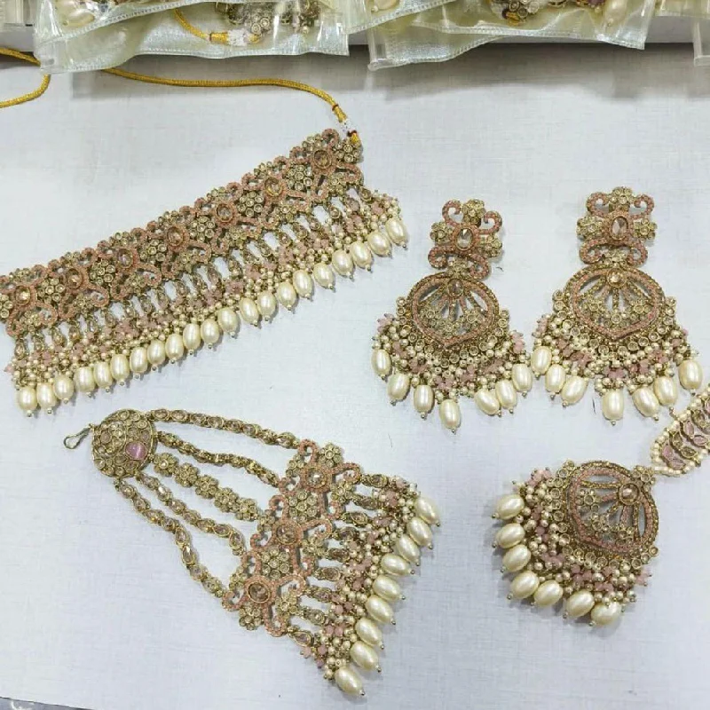 Discounted Jewelry For A Glamorous Look Sai Fashion Gold Plated Crystal Stone And Pearls Choker Necklace Set