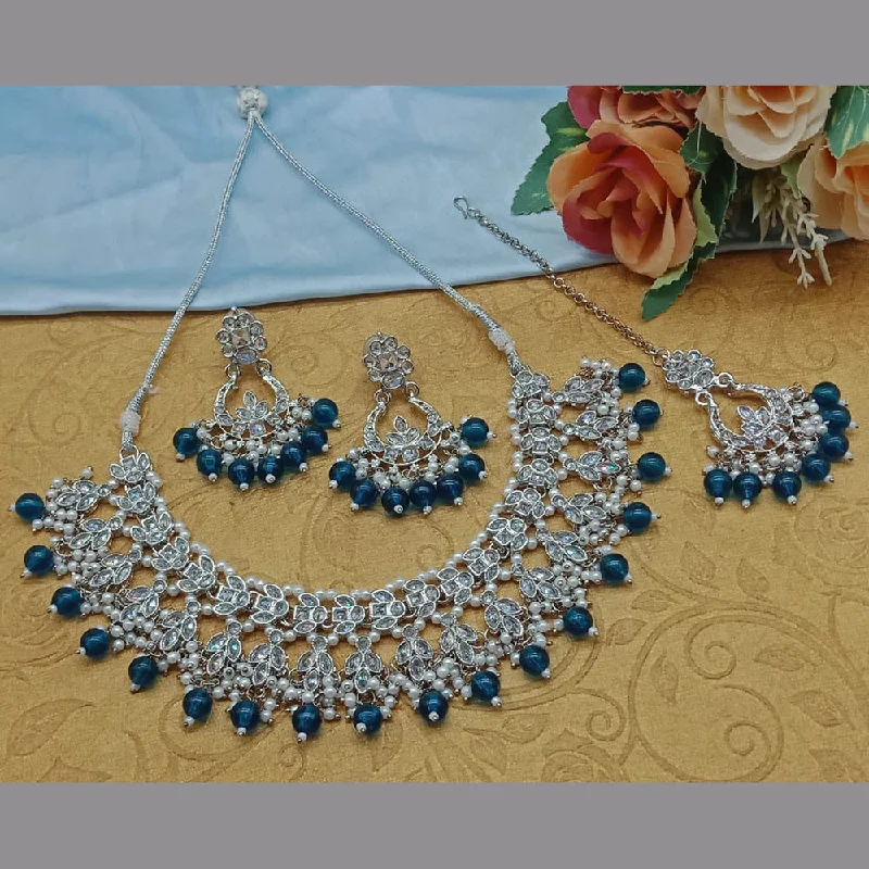 Fashion-Forward Jewelry At Incredible Prices Sai Fashion Silver Plated Crystal Stone And Pearls Necklace Set