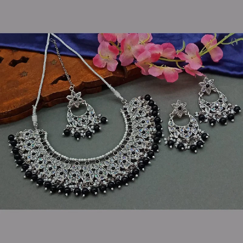 Elegant Jewelry, Exclusive Prices – Shop Now Sai Fashion Silver Plated Crystal Stone And Pearls Necklace Set
