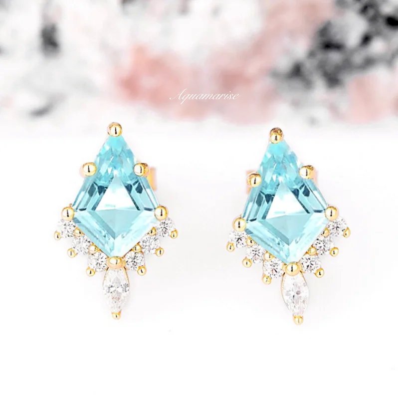 Limited-Stock Jewelry Sale – Once It's Gone, It's Gone Skye Kite™  Kite Aquamarine Stud Earrings- 14K Yellow Gold Vermeil