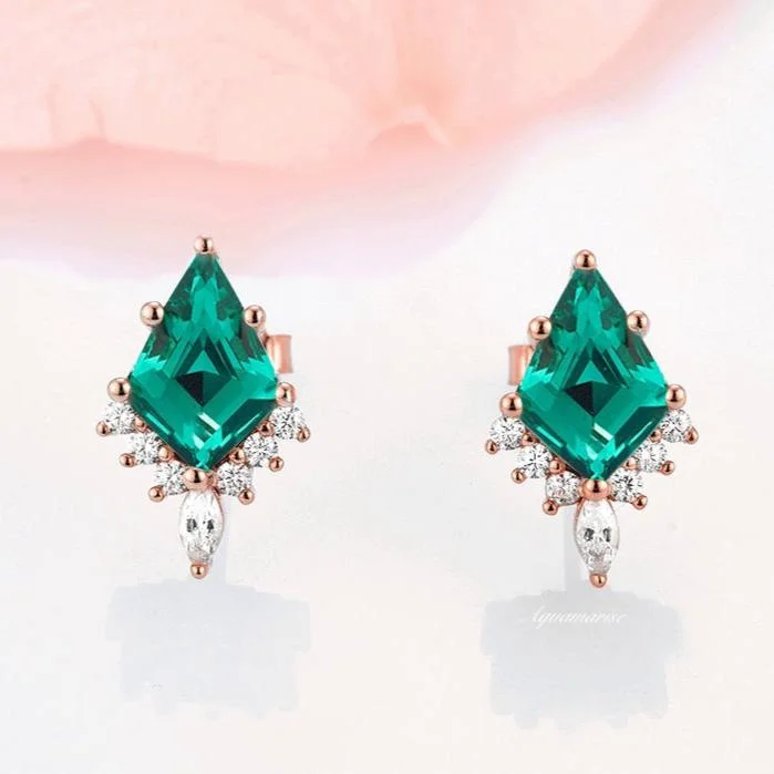 Stunning Jewelry At A Fraction Of The Price Skye Kite™  Kite Emerald Stud Earrings- 14K Rose Gold Vermeil
