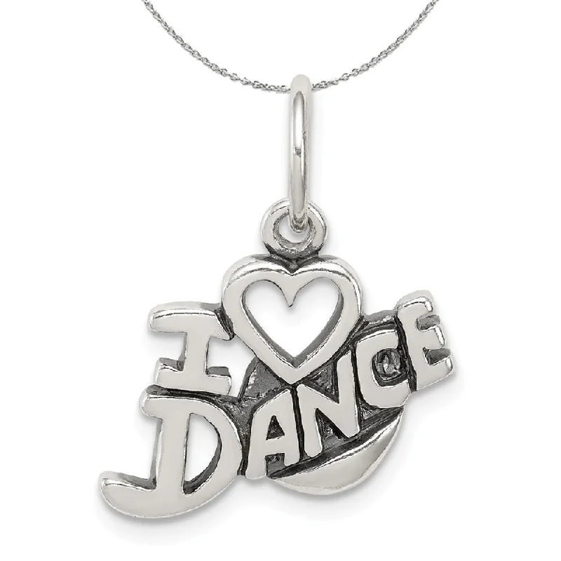 Bold And Beautiful Jewelry Now At Irresistible Prices Sterling Silver Antiqued I Heart Dance Script Charm Necklace