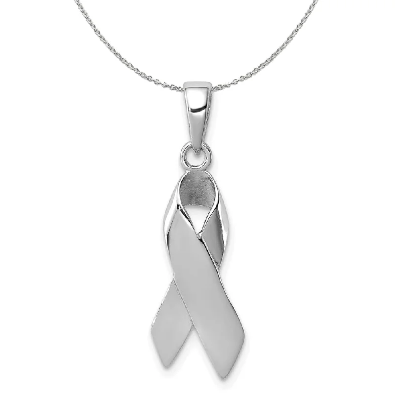 Exclusive Jewelry Offers – Shine For Less Sterling Silver Polished Cancer Awareness Ribbon Necklace