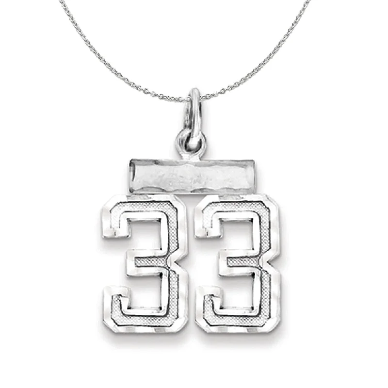 Delicate Crystal Jewelry For Sophisticated Charm Sterling Silver, Varsity Collection, Small D/C Number 33 Necklace