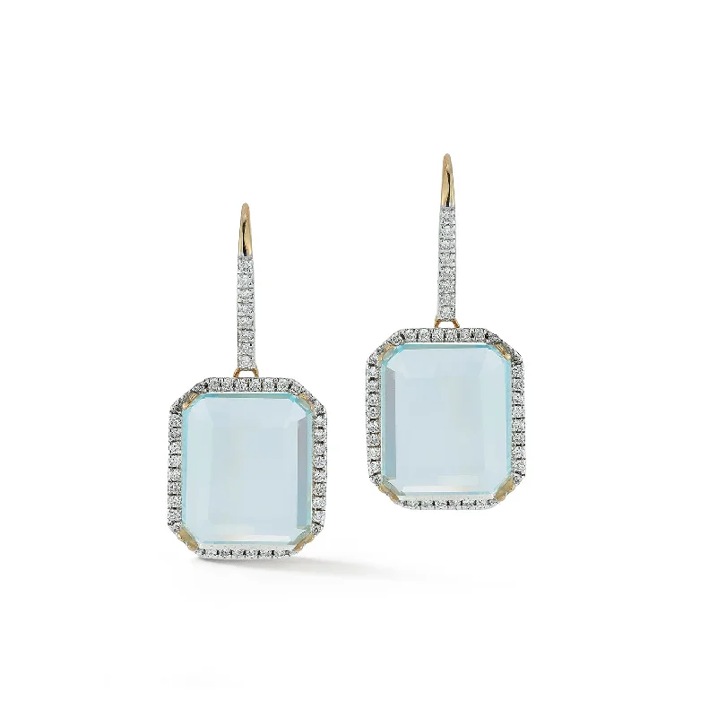 Personalized Jewelry Sale – Meaningful Gifts At Great Prices 14kt Blue Topaz and Diamond Tabletop Earrings