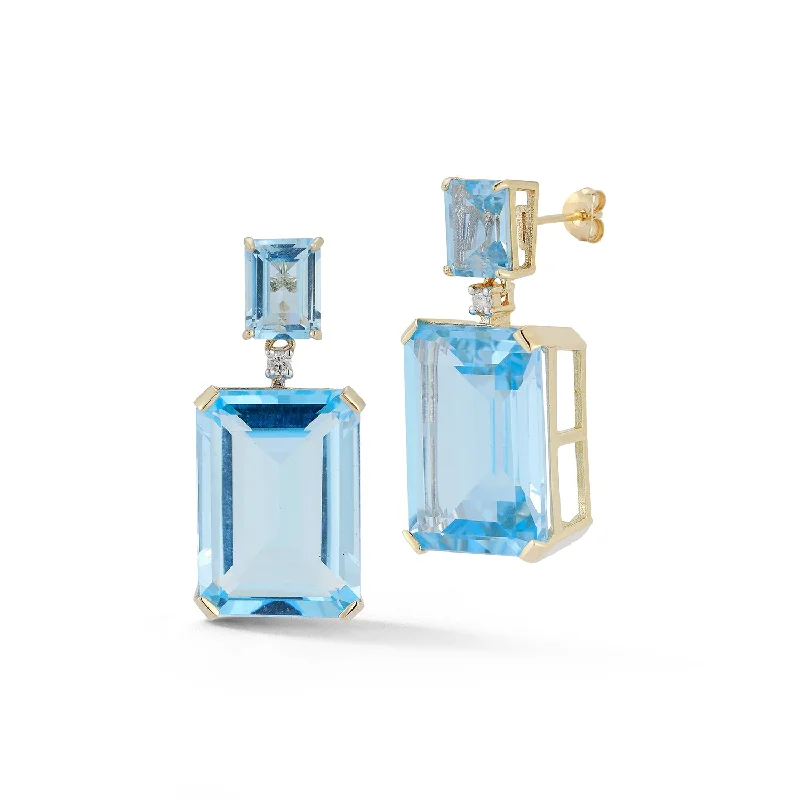 Best-Selling Jewelry Now Available At Special Deals 14kt Blue Topaz Frame Earrings