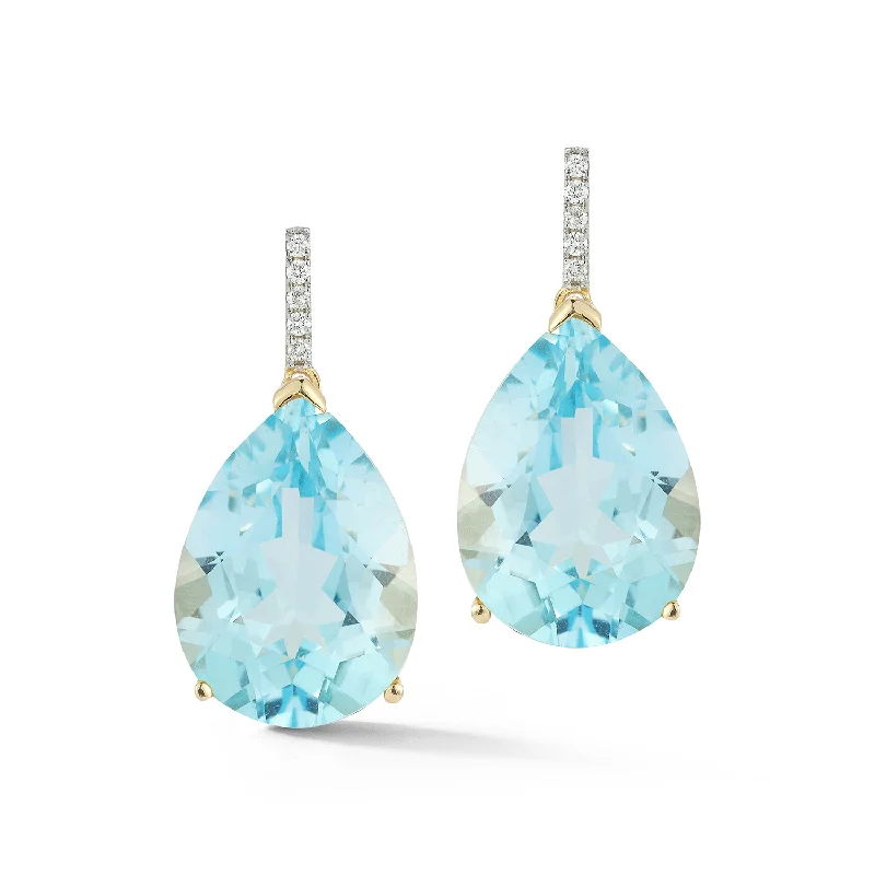 Limited-Time Offer On Premium Jewelry Collections 14kt Swiss Blue Topaz Pear drop earrings